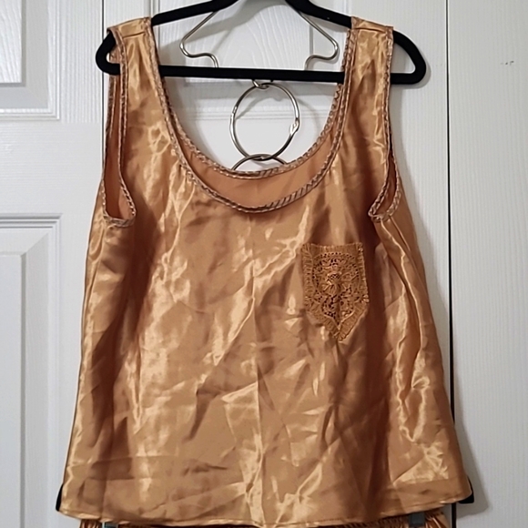 Vintage Gold Satin Camisole (M) & Shorts (L), Colesce Couture Lingerie - Picture 2 of 12